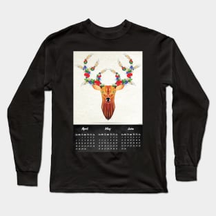 deer spring calendrier 2020 Long Sleeve T-Shirt